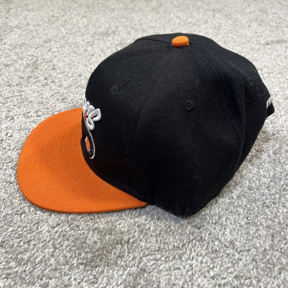 VTG Mitchell‎ & Ness Philadelphia Flyers Snapback Hat Cap Black Orange Spellout - Picture 2 of 7